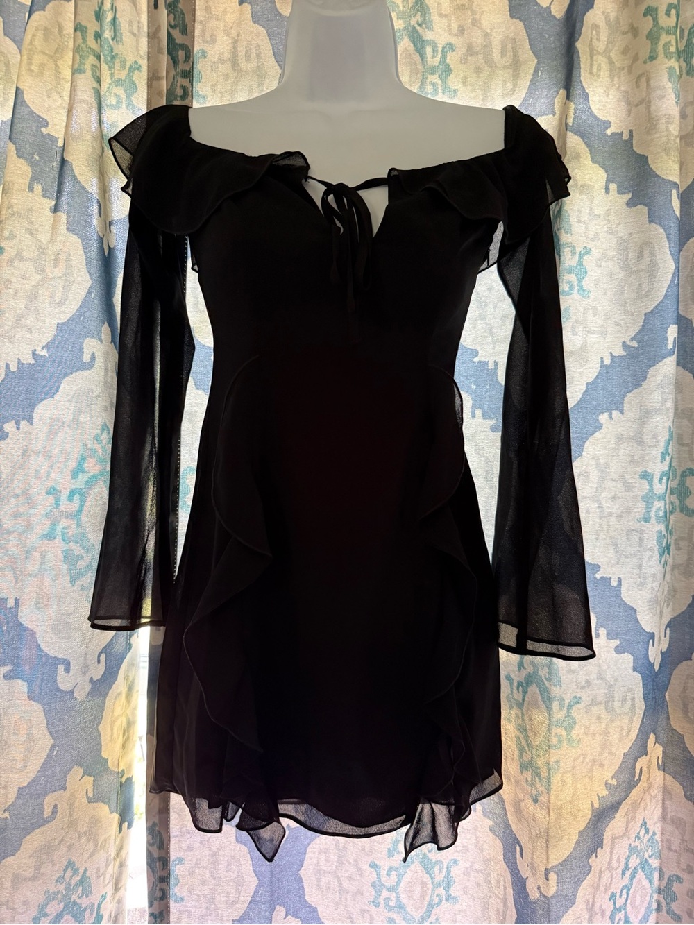 New Princess Polly Mollins Long Sleeve Black Mini Dress 2 nwt - Picture 7 of 14